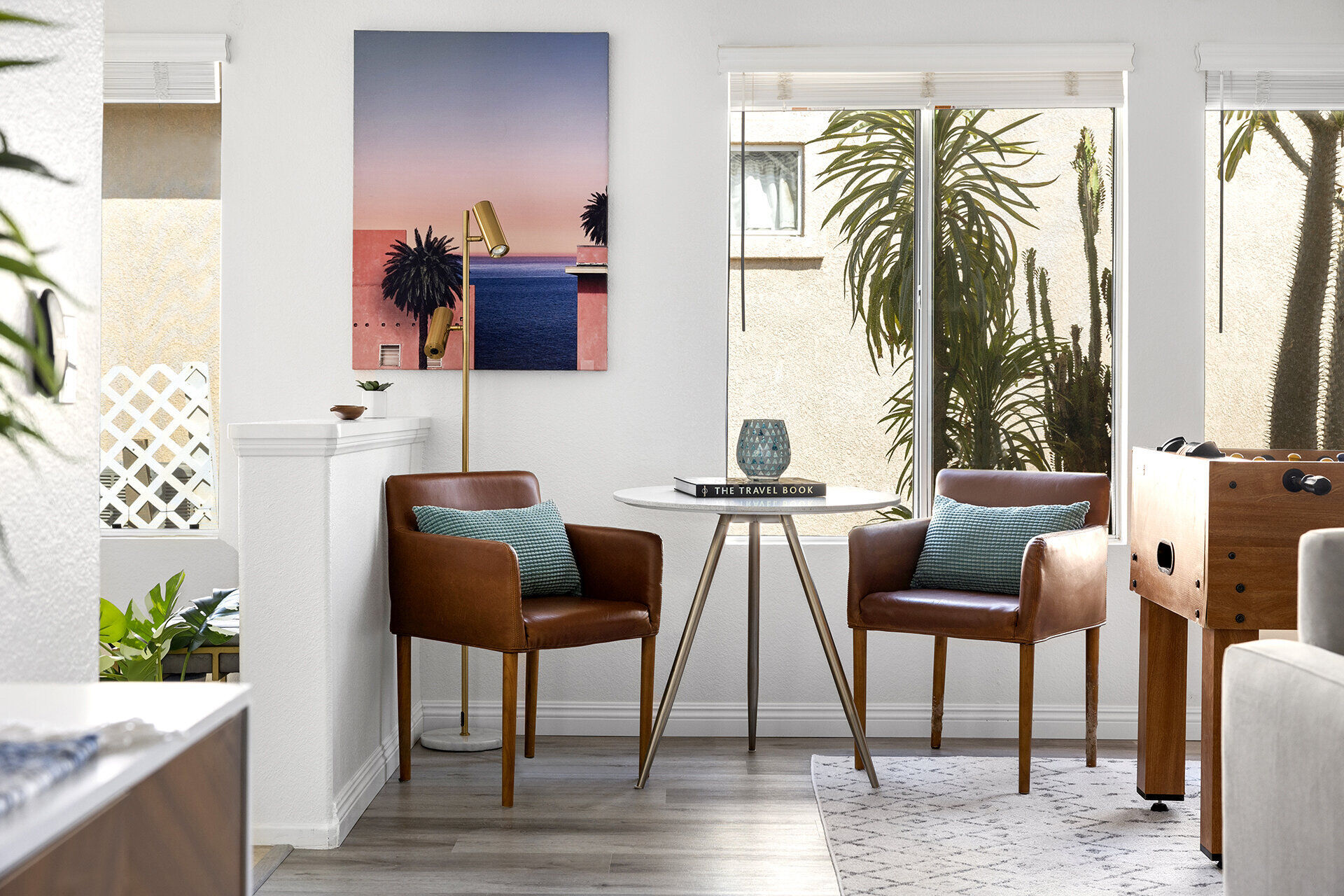 Family-friendly living space with playful color palette